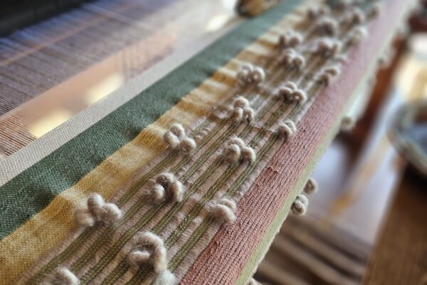Custom cotton and mohair throw on loom