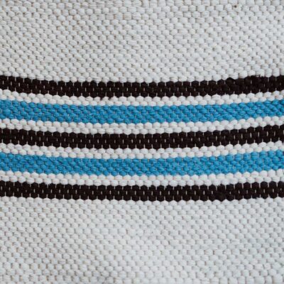 Flatpile Cream with stripe blue & brown