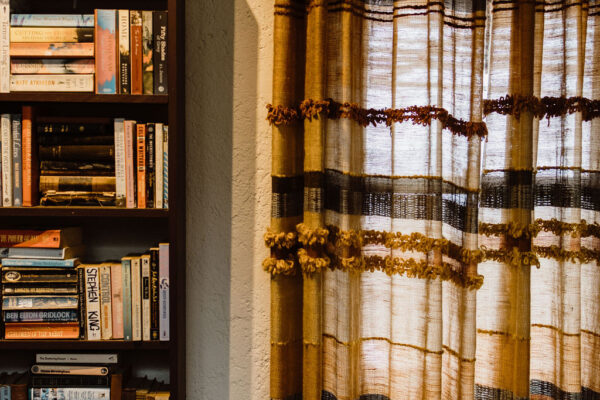 Mohair curtain with loops and textured pattern