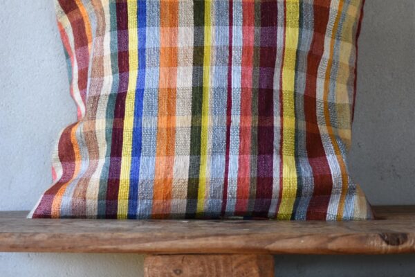 Xtra colourful mohair cushion in bright plaid